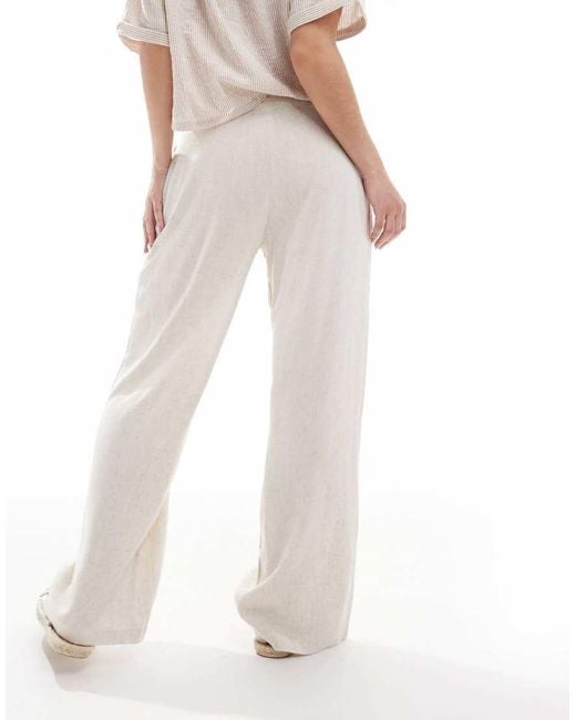 Miss Selfridge White Linen Blend Tailored Wide Leg Trousers