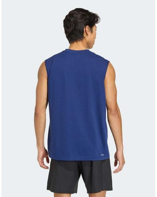 Adidas Blue Workout Essentials Feelready Tank Top for men