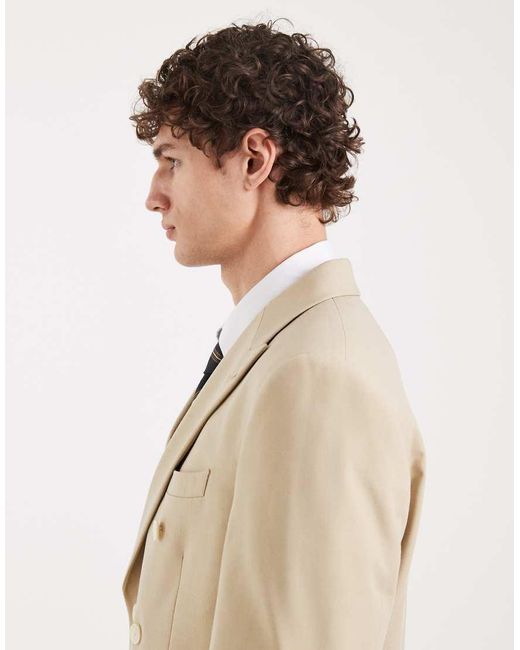 ASOS Natural Double Breasted Regular Blazer for men