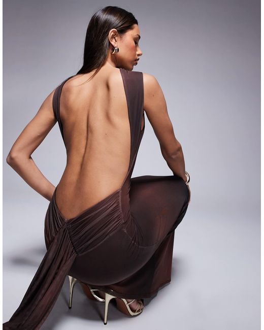 ASOS Black Sleeveless With Open Back And Drape Detail Maxi Dress