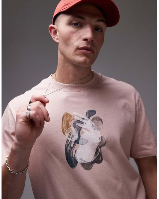 Camiseta Extragrande Con Estampado De Formas En La Parte Delantera Y Trasera De Topman de hombre de color Gray