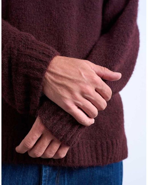 Topman Purple Loose Knit Crew Jumper for men