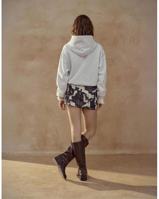 Pull&Bear Natural Studded Hoodie