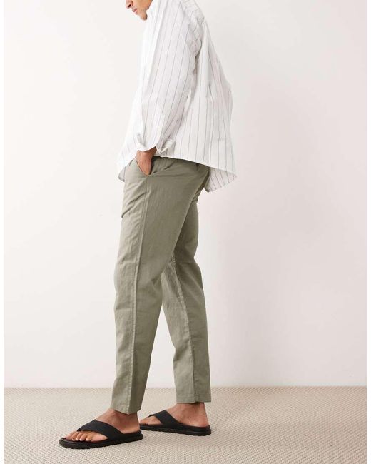 SELECTED Natural Straight Linen Blend Trousers for men