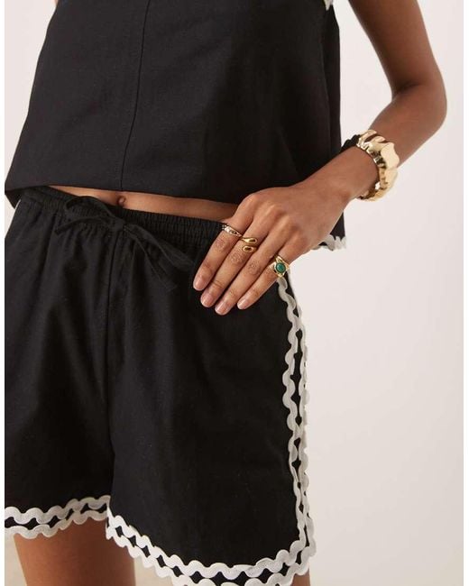 Nobody's Child Black Rik Rak Racer Detail Shorts Co-ord