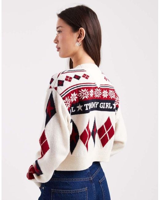 Tommy Hilfiger Red Tommy Girl Fair Isle Jumper