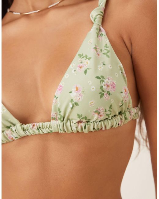 Gina Tricot Brown Triangle Bikini Top With Wide Straps
