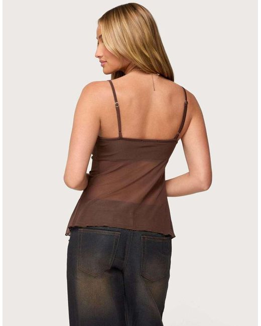 Edikted Black Reeve Split Front Sheer Mesh Top