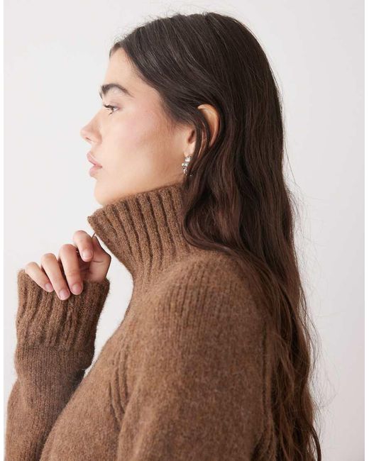 Weekday Blue Wool Blend Hairy Knit Zip Through Cardigan
