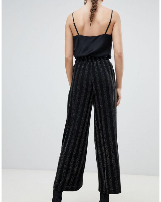 Monki Denim Glitter Stripe Wide Leg 