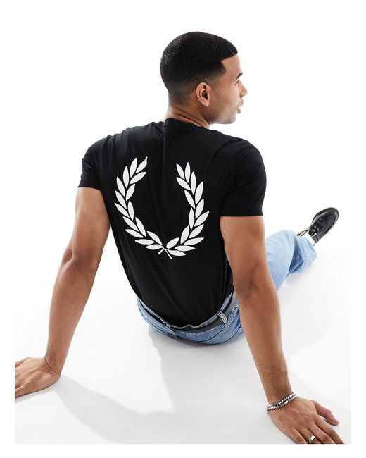 Fred Perry Blue Laurel Wreath Back Print T-shirt for men