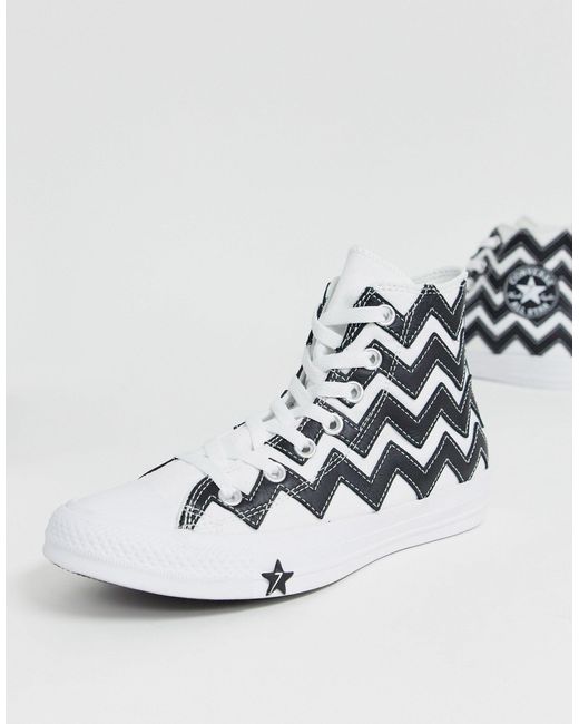 Converse Chuck Taylor All Star - -witte Hoge Leren Sneakers in het Zwart |  Lyst NL