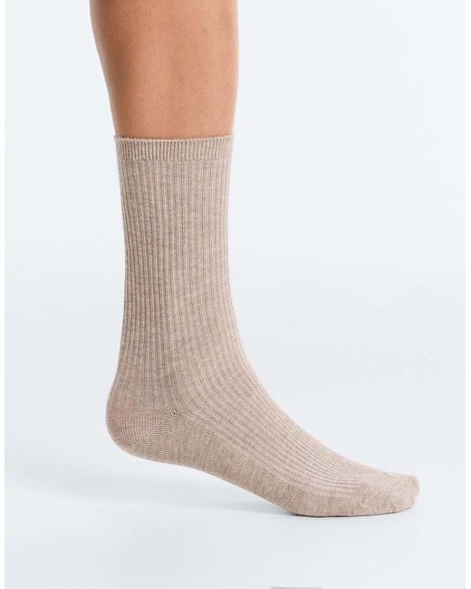 Oysho White 5 Pairs Of Cotton Blend Classic Socks