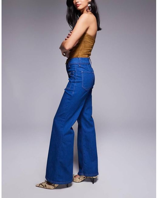 River Island Blue Relaxed Flare Jean