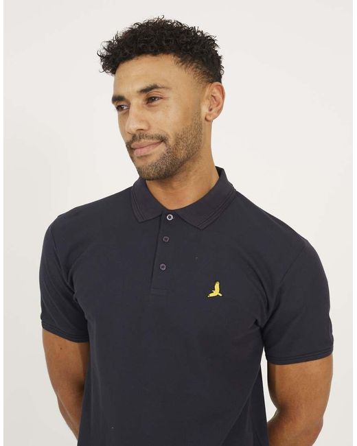Brave Soul Blue Cotton Short Sleeve Polo Shirt for men