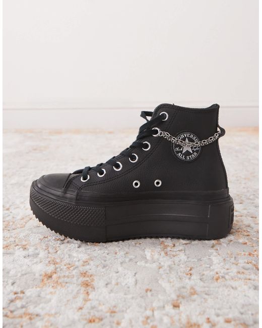 Chuck taylor all star lift double stack - baskets - avec chaîne Converse en coloris Black