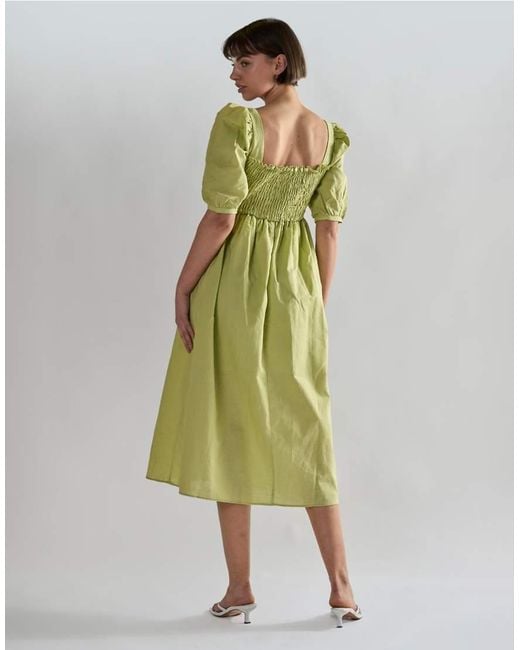 Glamorous Green Square Neck Short Sleeve Midi Dresses