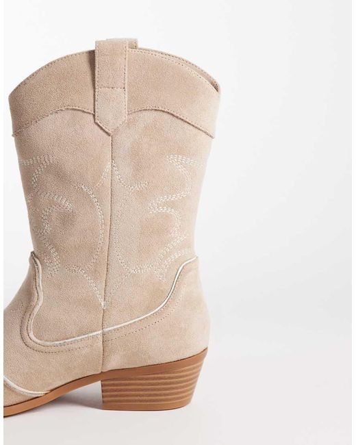Glamorous Natural Low Ankle Cowboy Boots