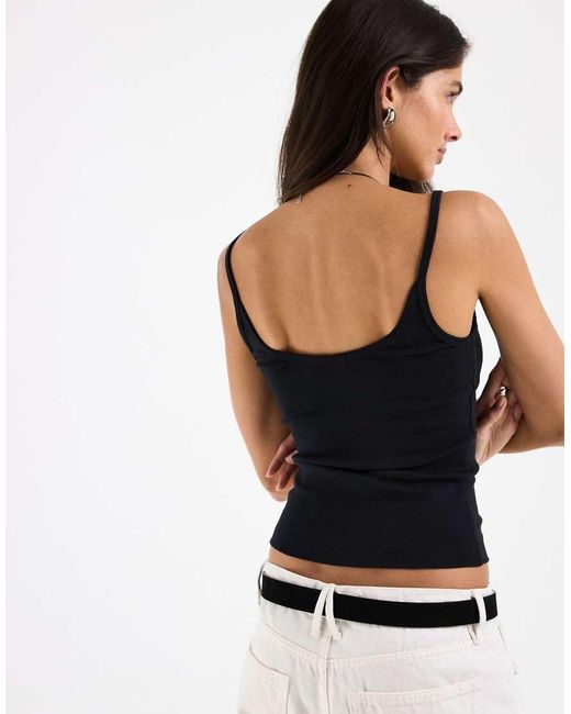 ASOS Black Scoop Neck Cami With Elastic Straps