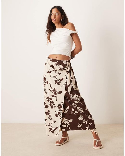 Abercrombie & Fitch Natural Wrap Knot Detail Maxi Skirt