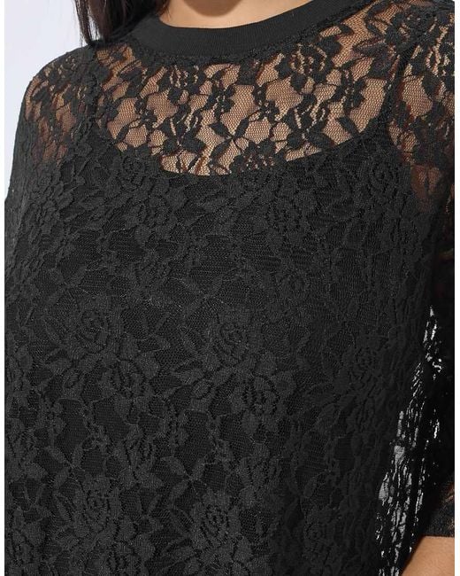 Yours Clothing Gray Lace T-Shirt