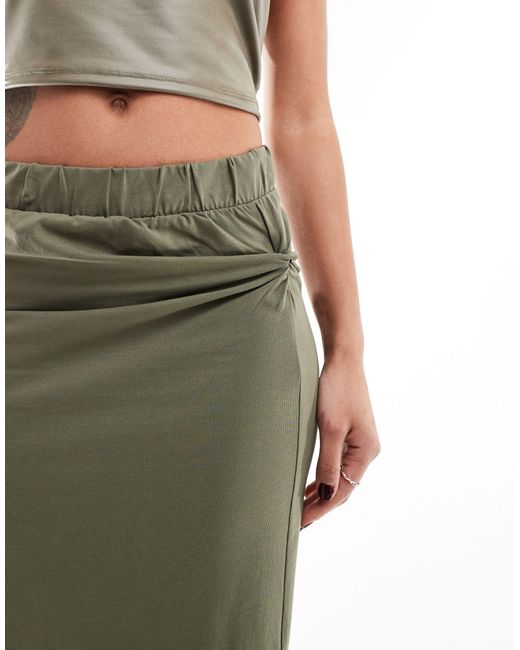 Noisy May Green Twist Front Maxi Skirt With Split Hem