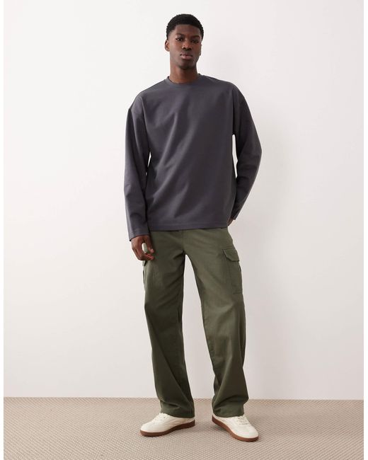 ASOS – langärmliges oversize-t-shirt aus schwerem breathemaxTM-baumwollmix in Blue für Herren