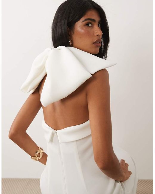ASOS Natural Square Neck Maxi Dress With Bow Back