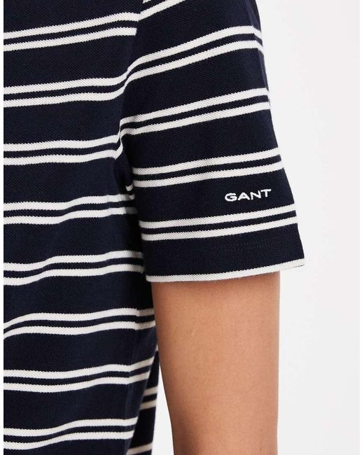 Gant Blue Long Sleeved Striped Polo
