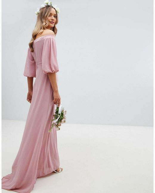 tfnc bardot maxi bridesmaid dress with fishtail and embellished waist