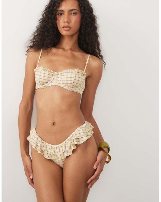 ASOS Brown Imogen Check Underwire Bikini Top