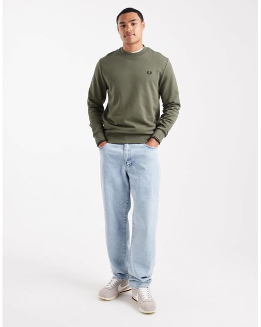 Fred Perry Green Crew Neck Sweatshirt for men