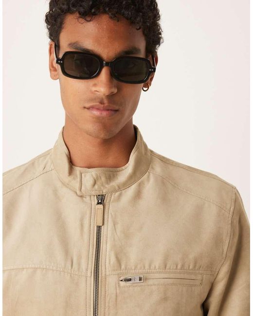Mango Natural Suede Look Biker Jacket for men