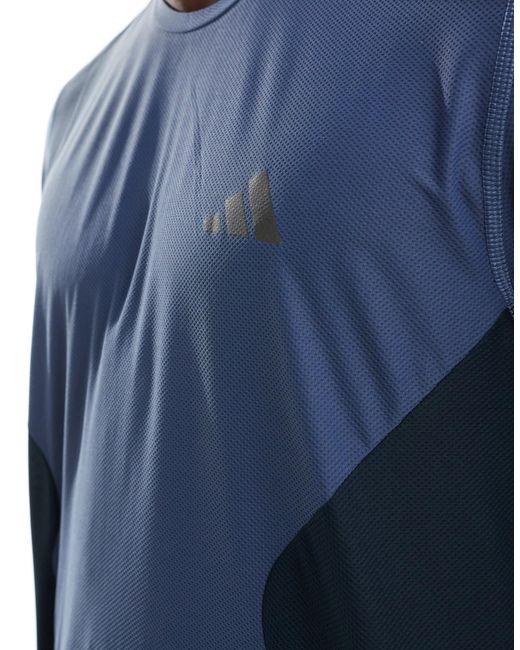 Adidas - own the run - t-shirt effet color block - encre Adidas Originals pour homme en coloris Blue