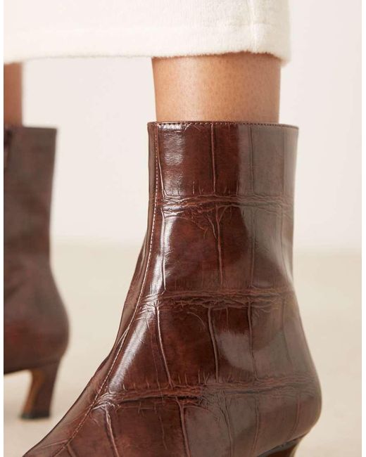 ASOS Brown Riley Mid-heel Ankle Boots