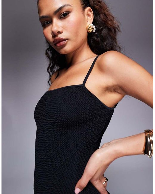 Moda Minx Black Scrunch Thin Strap Mini Dress