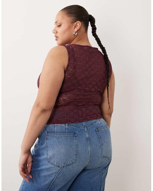 ASOS Red Asos Design Curve Lace Tank Top