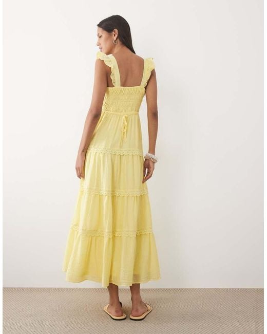 New Look Metallic Tiered Frill Shirred Maxi Dress