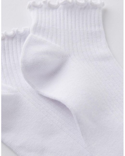 Cotton On White The Perfect Pair Frill Rib Ankle 2Pk