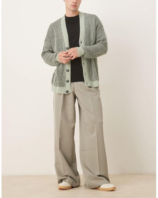 ASOS Natural Smart Loose Leg Trousers With Front Pleat for men