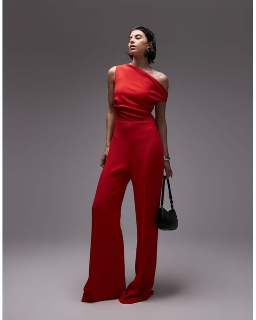 Mango Red Off Shoulder Jumpsuit