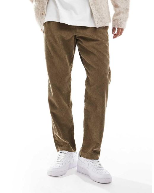 Jack & Jones Natural Kane Relaxed Drawstring Waist Cord Trousers for men