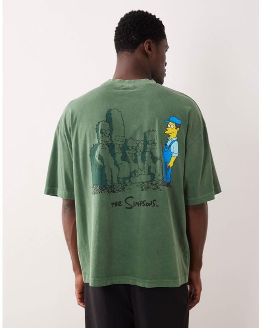 ASOS Green Unisex Oversized T-shirt With Simpsons Print for men