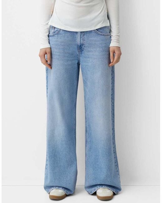 Bershka Blue Wide Leg Jeans