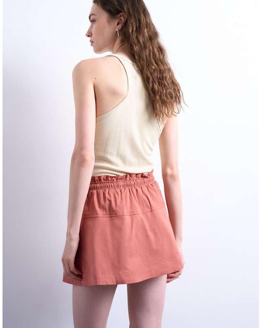 TOPSHOP Red Elasticated Waist Mini Skort