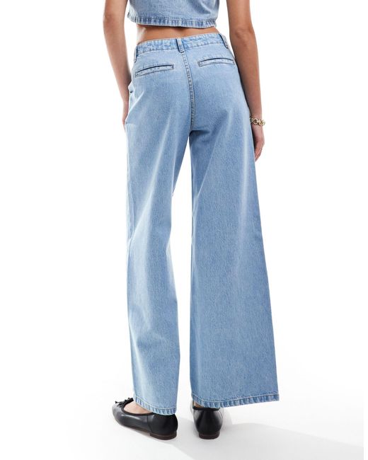 ASOS Blue Wide Leg Jean With Clean Waistband