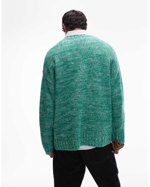 Topman Green Relaxed Fit Jumper for men