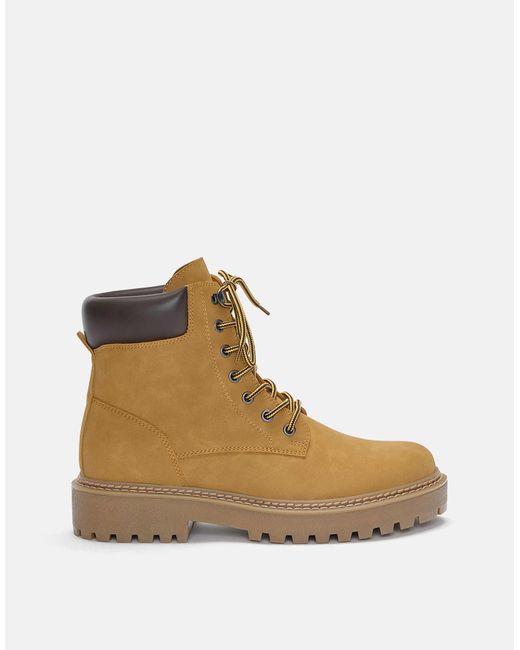 Bottines plates à lacets - moutarde Pull&Bear pour homme en coloris Brown