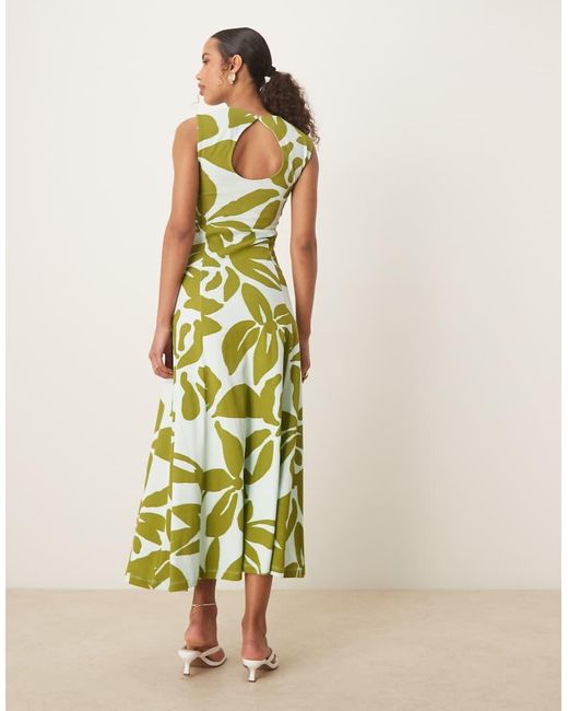 ASOS Mouwloze Mini Sundress Van Katoen En Oversized Bloemenprint in het Green