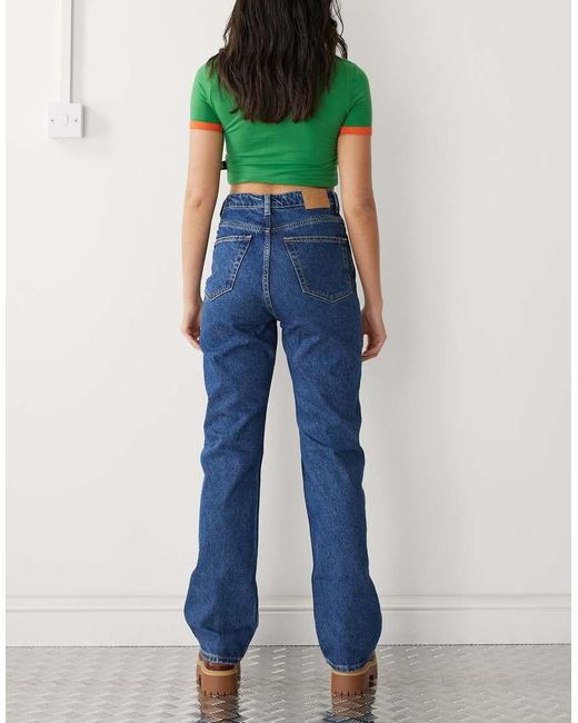 Weekday Blue Rowe Extra High Waist Regular Fit Straight Leg Jeans